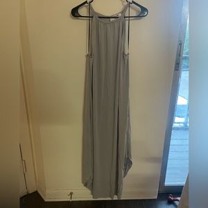 long midi light purple grey high neck dress